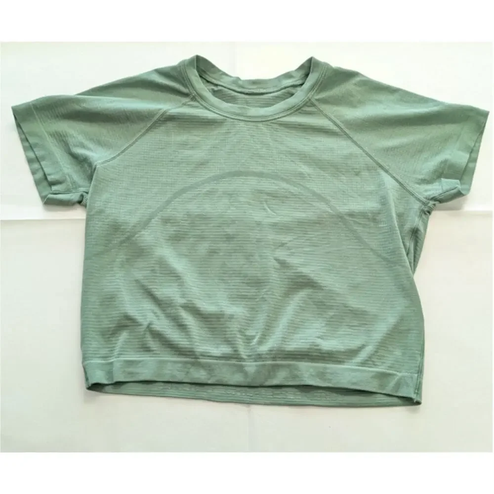 Lululemon Swiftly Tech Crop Top Womens 6 Green Crewneck Short Sleeve